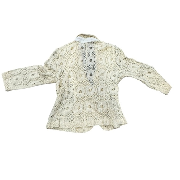 Monteau White Cream Lace blazer jacket Vintage look Size Large but runs small - Picture 3 of 5